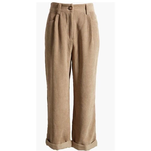 Petal & Pup Pants - Petal & Pup Corduroy Pants Size 4 Talaren Cuffed High Waisted Crop Taupe